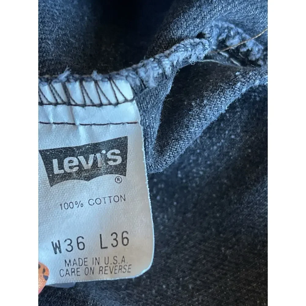 Vintage 1991 USA Levi’s Black Relaxed Fit Jeans W35 L34 Distressed 100% Cotton